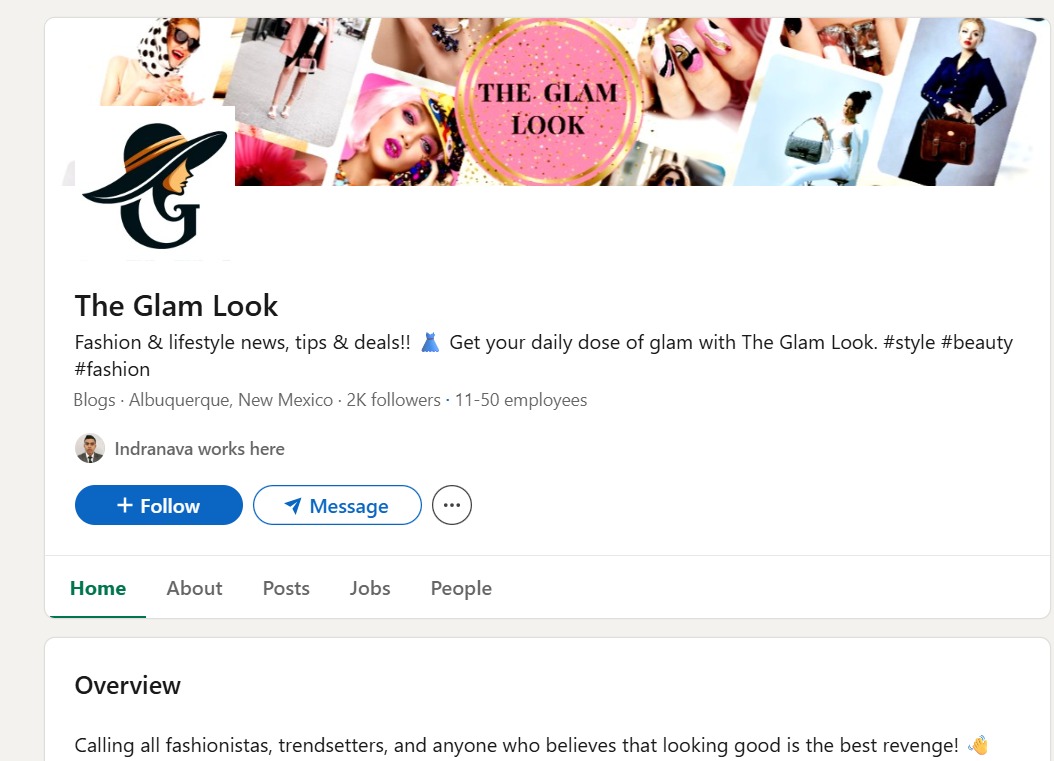 The Glam Look LinkedIn Page